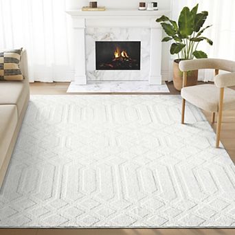 Abani Cozy COZ100A Modern Geometric Cream Neutral Diamond Pattern Area Rug