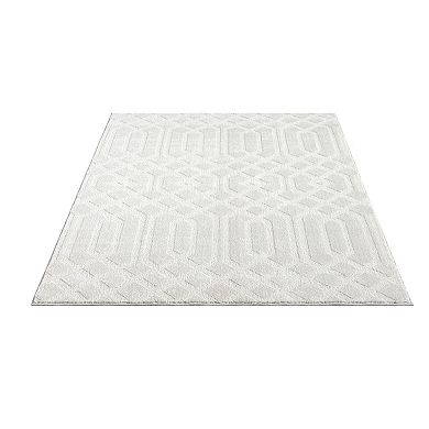 Abani Cozy COZ100A Modern Geometric Cream Neutral Diamond Pattern Area Rug