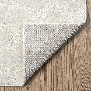 Abani Cozy COZ100A Modern Geometric Cream Neutral Diamond Pattern Area Rug