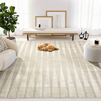 Abani Rugs Terra TER150A Beige Cream Geometric Vertical Lines Neutral Transitional Area Rug