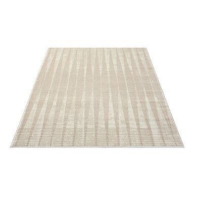 Abani Rugs Terra TER150A Beige Cream Geometric Vertical Lines Neutral Transitional Area Rug