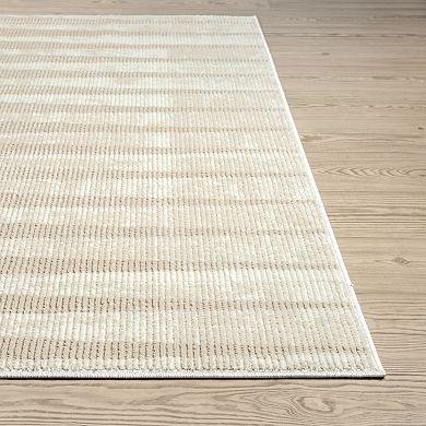 Abani Rugs Terra TER150A Beige Cream Geometric Vertical Lines Neutral Transitional Area Rug
