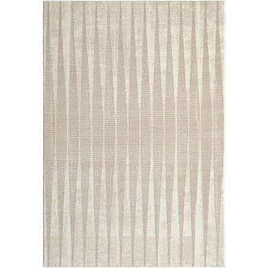 Abani Rugs Terra TER150A Beige Cream Geometric Vertical Lines Neutral Transitional Area Rug