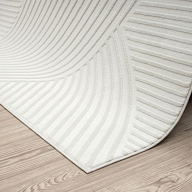 Abani Neutral NTL140A Cream Lines Area Rug