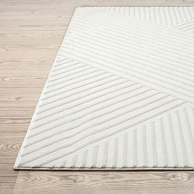 Abani Neutral NTL140A Cream Lines Area Rug