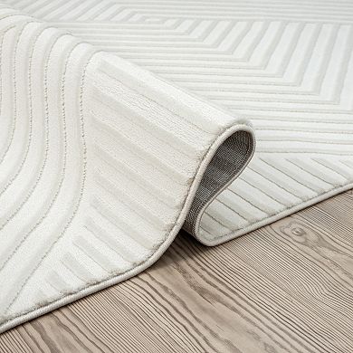 Abani Neutral NTL140A Cream Lines Area Rug