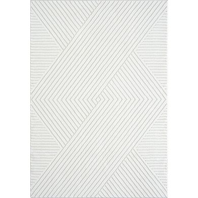Abani Neutral NTL140A Cream Lines Area Rug