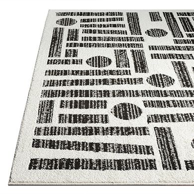 Abani Rugs Nomad Collection NOM110A Cream Grey Geometric Area Rug