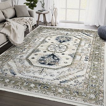 Abani Rugs Savoy SAV170A Green Beige Vintage Area Rug
