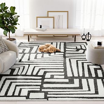 Abani Rugs Nomad Collection NOM130A Cream Grey Box Pattern Geometric Area Rug