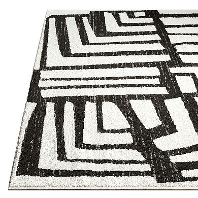 Abani Rugs Nomad Collection NOM130A Cream Grey Box Pattern Geometric Area Rug