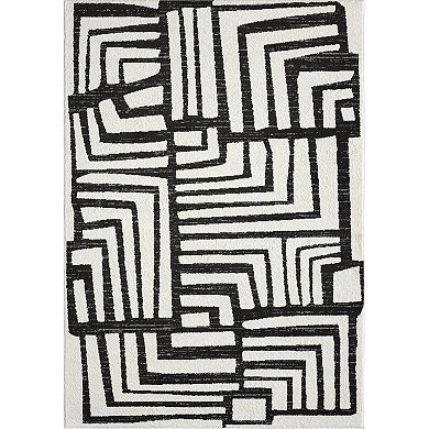 Abani Rugs Nomad Collection NOM130A Cream Grey Box Pattern Geometric Area Rug