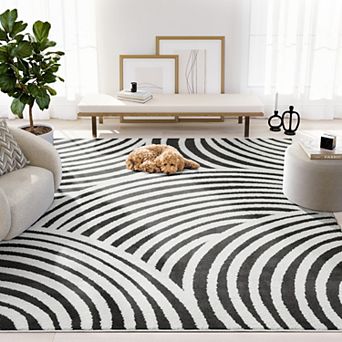 Abani Rugs Nomad Collection NOM160B Cream Black Linear Curves Area Rug
