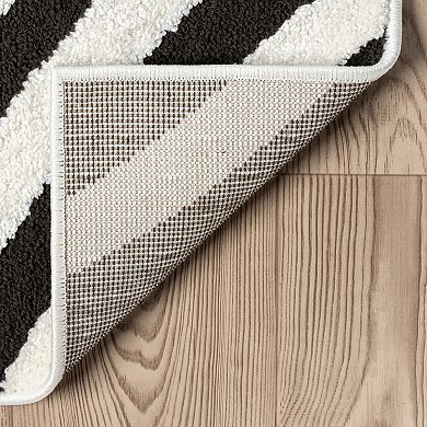 Abani Rugs Nomad Collection NOM160B Cream Black Linear Curves Area Rug