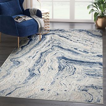 Abani Atlas Collection ATL180B Abstract Grey Blue Area Rug