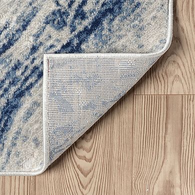 Abani Atlas Collection ATL180B Abstract Grey Blue Area Rug