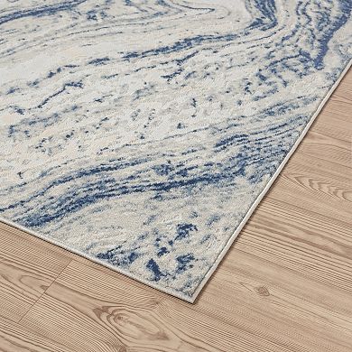 Abani Atlas Collection ATL180B Abstract Grey Blue Area Rug