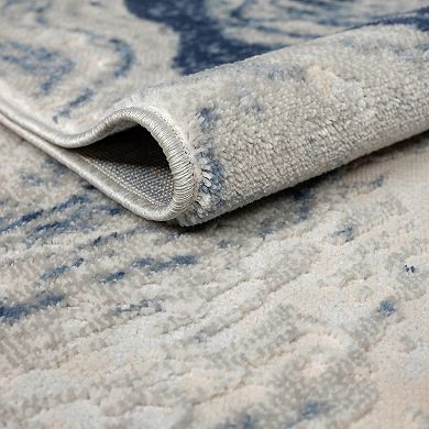 Abani Atlas Collection ATL180B Abstract Grey Blue Area Rug