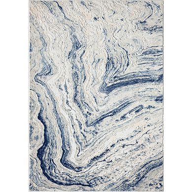 Abani Atlas Collection ATL180B Abstract Grey Blue Area Rug