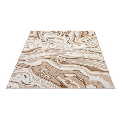Abani Rugs Regal REG260B Beige Brown Intertwined Lines Area Rug