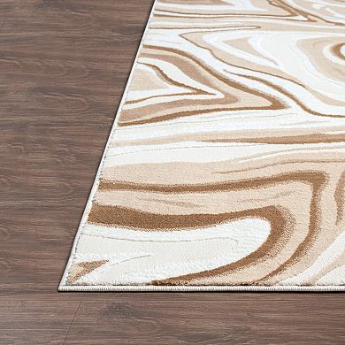 Abani Rugs Regal REG260B Beige Brown Intertwined Lines Area Rug