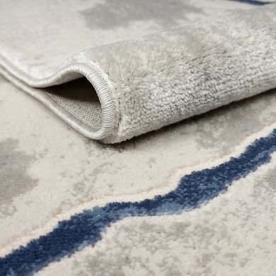 Abani Atlas Collection ATL200C Contemporary Web Grey Blue Area Rug