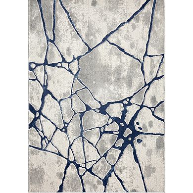Abani Atlas Collection ATL200C Contemporary Web Grey Blue Area Rug