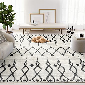 Abani Viva VIV160A Cream Black Moroccan Geometric Area Rug