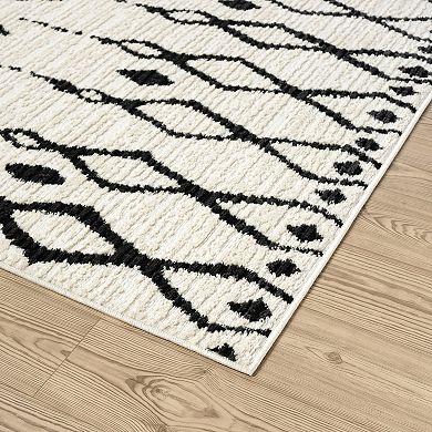 Abani Viva VIV160A Cream Black Moroccan Geometric Area Rug