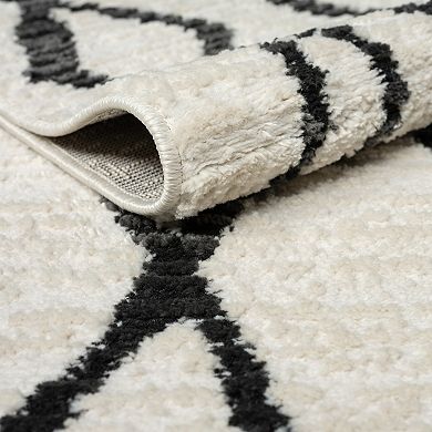 Abani Viva VIV160A Cream Black Moroccan Geometric Area Rug