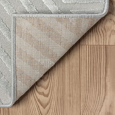 Abani Neutral NTL140B Grey Criss Cross Lines Area Rug