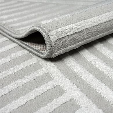 Abani Neutral NTL140B Grey Criss Cross Lines Area Rug
