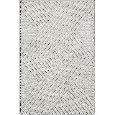 Abani Neutral NTL140B Grey Criss Cross Lines Area Rug