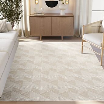 Abani Rugs Regal REG530A Cream Tone-on-Tone Geometric Cube Design Area Rug