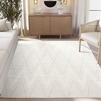 Abani Rugs Regal REG510A Beige Cream Grey Geometric Triangle Area Rug