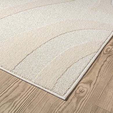 Abani Wave WAV100B Cream Geometric Wavy Area Rug