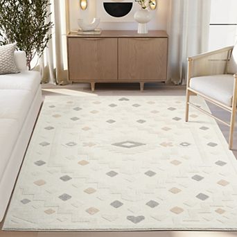 Abani Cozy COZ160A Cream Grey Medallion Area Rug