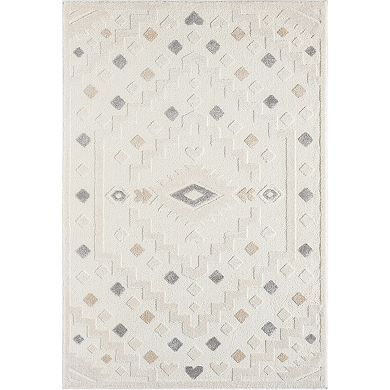 Abani Cozy COZ160A Cream Grey Medallion Area Rug