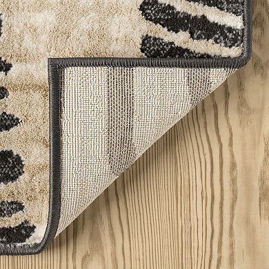 Abani Rugs Terra TER210A Beige Black Linear Wave Contemporary Area Rug