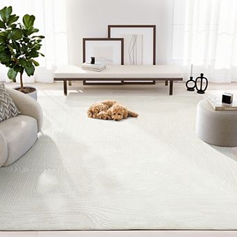 Abani Zen ZEN110A Neutral Layered Wavy Borders Cream Area Rug