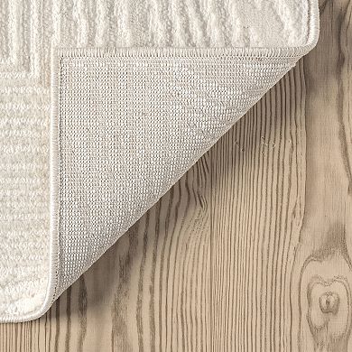 Abani Zen ZEN110A Neutral Layered Wavy Borders Cream Area Rug
