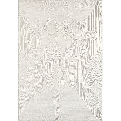 Abani Zen ZEN110A Neutral Layered Wavy Borders Cream Area Rug