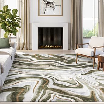 Abani Rugs Regal REG260C Green Intertwined Lines Area Rug