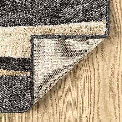 Abani Rugs Terra TER220A Modern Block Pattern Beige Black Area Rug