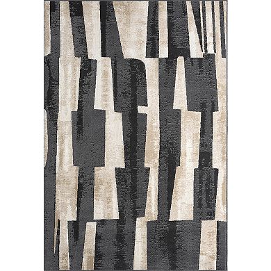 Abani Rugs Terra TER220A Modern Block Pattern Beige Black Area Rug