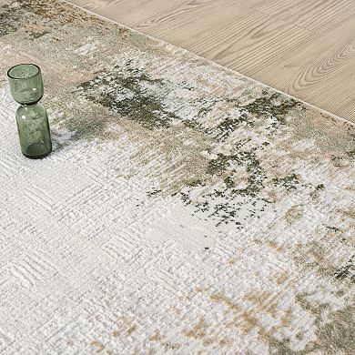 Abani Rugs Ivy IVY150A Beige with Green Border Area Rug