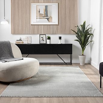 Abani Neutral NTL130C Grey Zen Reiki Circles Area rug