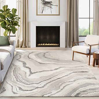 Abani Beau BEA100A Grey and Beige Abstract Stone-Inspired Area Rug