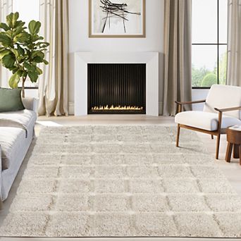 Abani Rugs Glenn GLE110A Grid Shag Cream Area Rug