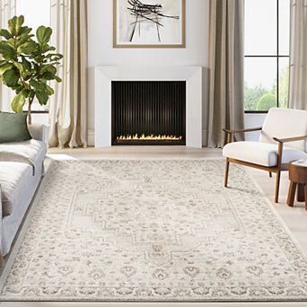 Abani Rugs Beau Collection BEA130A Traditional Medallion Cream Area Rug